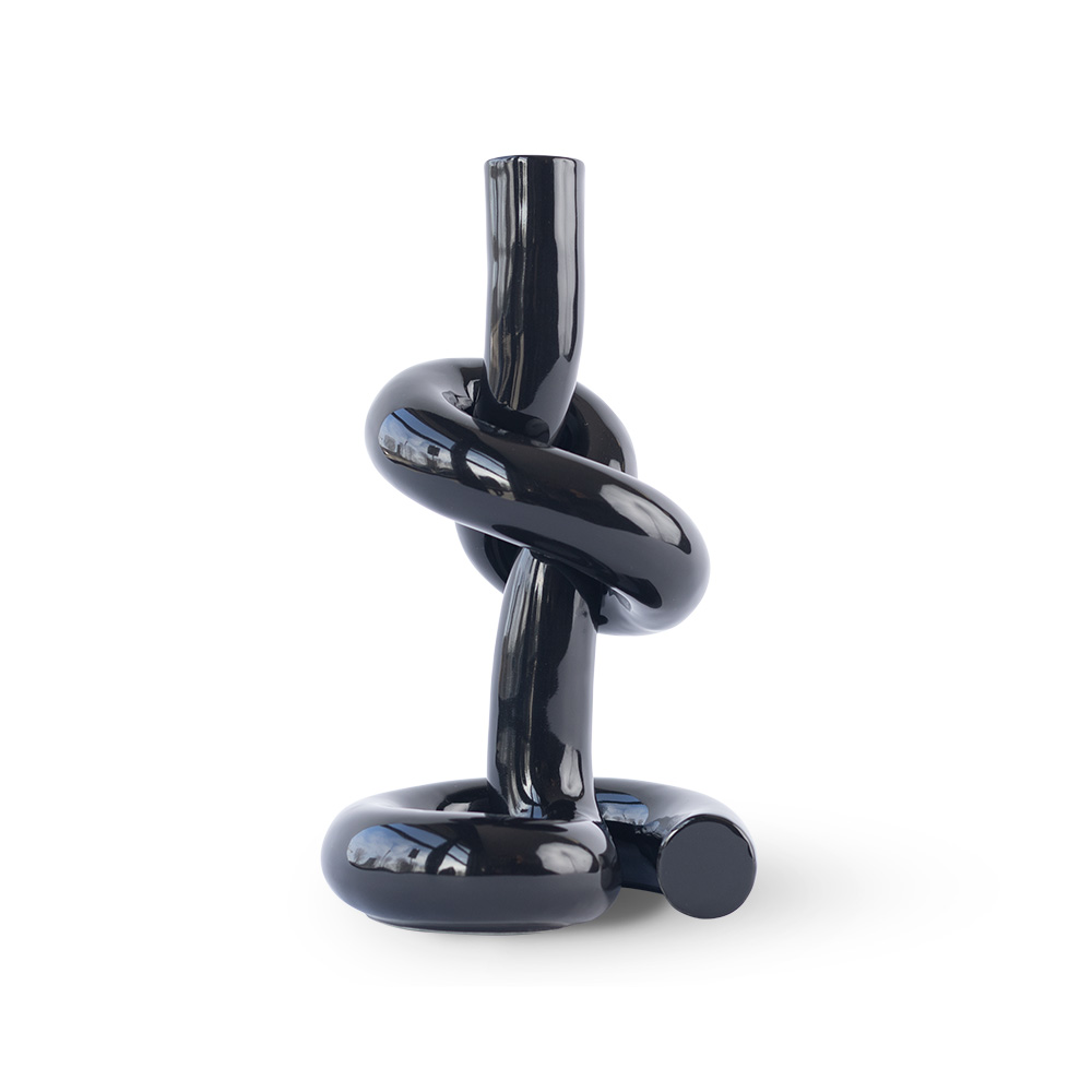 Werkwaardig KNOTTED CANDLEHOLDER BLACK